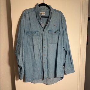 Light Blue Denim Button-Up Shirt